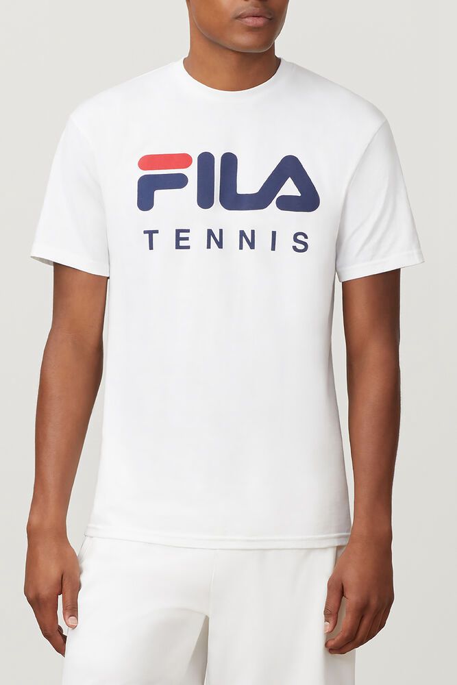 Fila T Skjorte Herre Hvite Tennis 479012-CDT